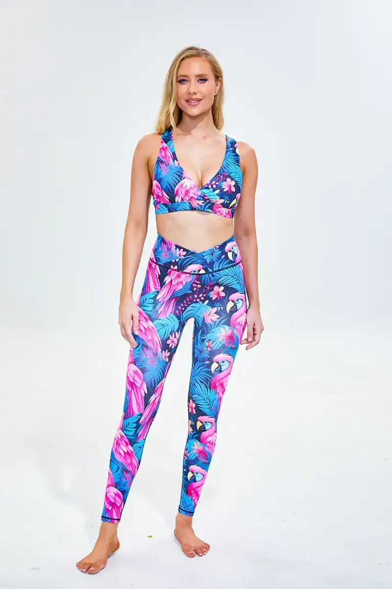 Ladies Cardio Sports Crop Top and Wrap Band Full Length Leggings1