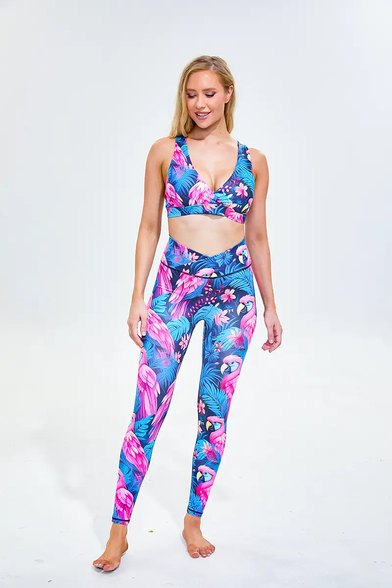 Ladies Cardio Sports Crop Top and Wrap Band Full Length Leggings3