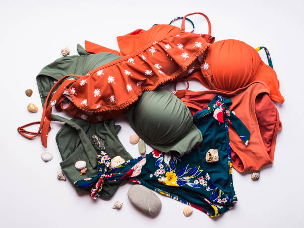 Woman's swimsuits on white